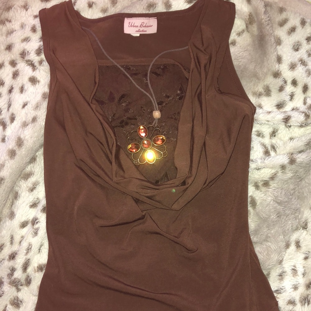 Brown cute Lacey top